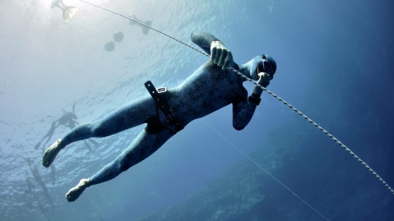 Freediver participating in competitive freediving